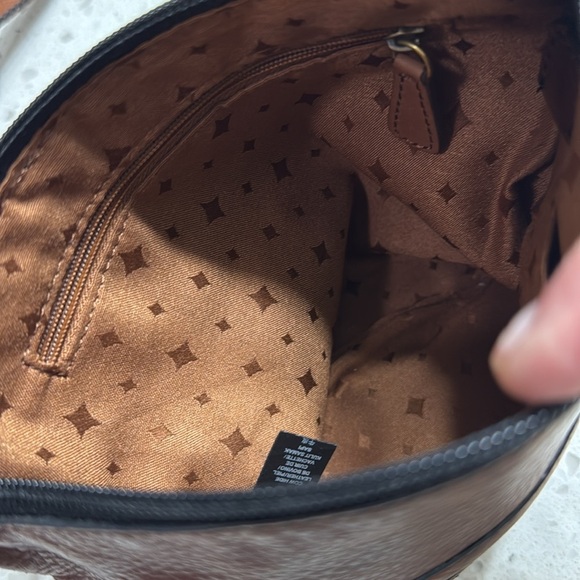 Fossil Rich Brown cognac Leather Crossbody Bag brass hardware Y2K boho western - Picture 7 of 9